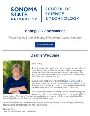 Screenshot of SST's spring 2022 newsletter